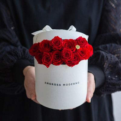 AMOROSA MODERNO プリザーブドローズ ダーズンローズドゥロワー(プレミアム)/ピンク （プリザーブドフラワー