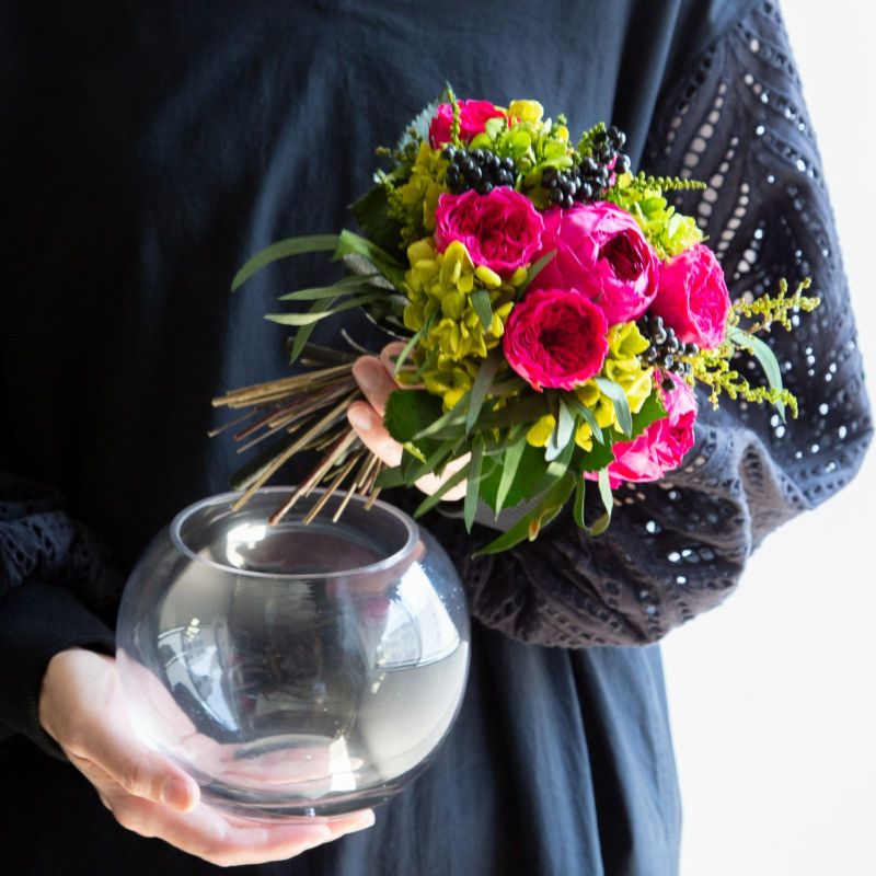 イヴ(L)/ピオニーパープル花びんつき花束 (プリザーブド イヴ(L)/ピオニーパープル花びんつき花束 (プリザーブド